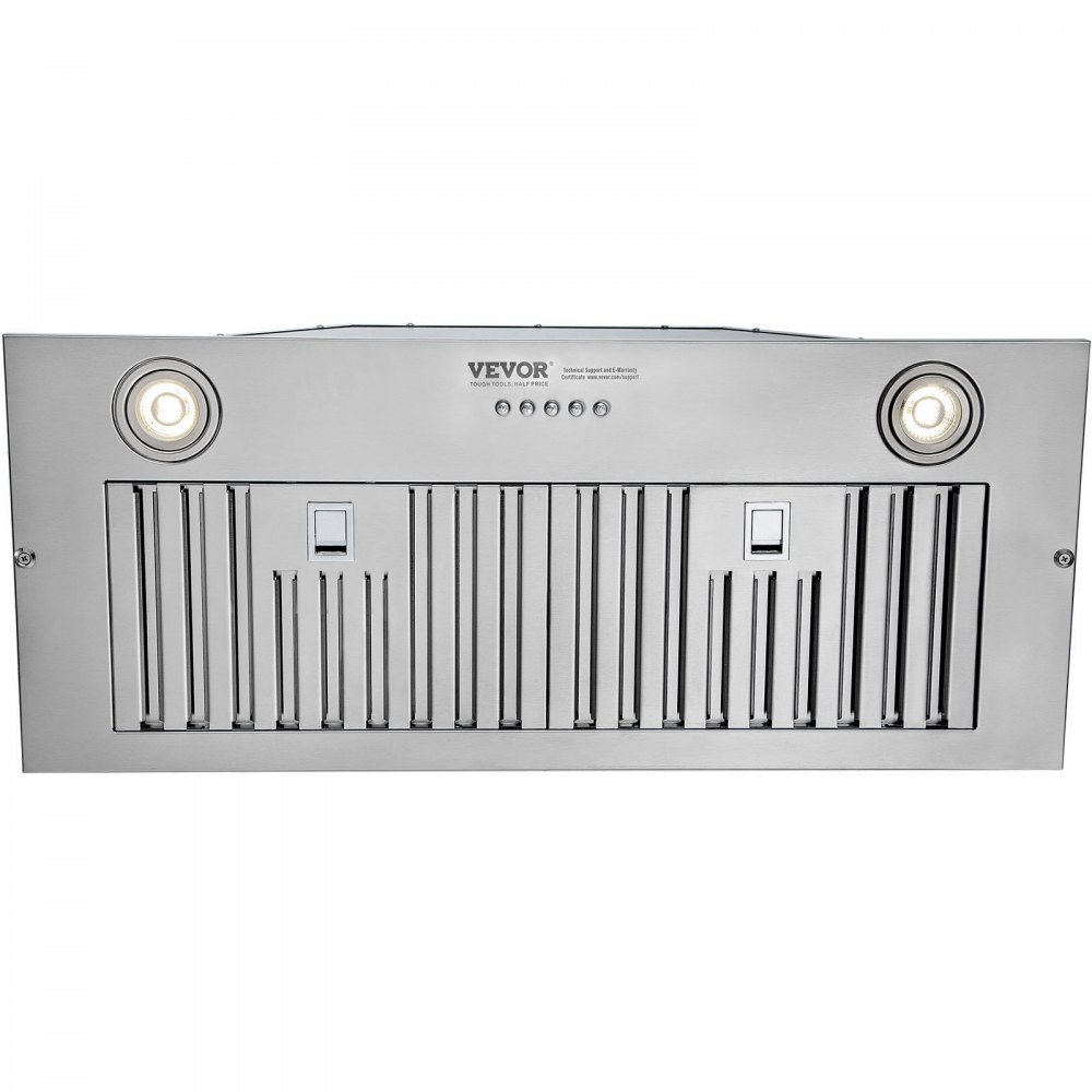 Campana extractora empotrable VEVOR, 800 CFM, 3 velocidades, 91 cm (36 pulgadas), acero inoxidable, con control por botón, luces LED, filtros deflectores, convertible para instalación con o sin conducto, certificación ETL.
