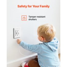 VEVOR 10 PCS USB Outlet 24 W 15A Wall Electrical Outlet with 1 Type C & 1 Type A Ports