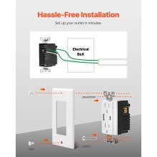 VEVOR 10 PCS USB Outlet 24 W 15A Wall Electrical Outlet with 1 Type C & 1 Type A Ports