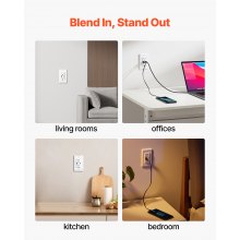VEVOR 10 PCS USB Outlet 24 W 15A Wall Electrical Outlet with 1 Type C & 1 Type A Ports