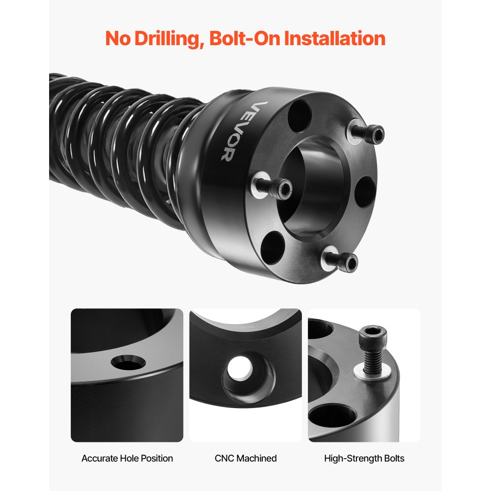 VEVOR 50.8 mm Front Leveling Lift Kit for 2004-2025 Ford F150 2WD/4WD, 2003-2018 Expedition, 2005-2008 Lincoln Mark LT, Chassis Level Kit with 2PCS Heavy Duty Forged Aluminum Suspension Strut Spacers