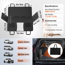 VEVOR 52 x 24.8 in Dog Car Seat Cover for Back Seat Waterproof 600D for Cars