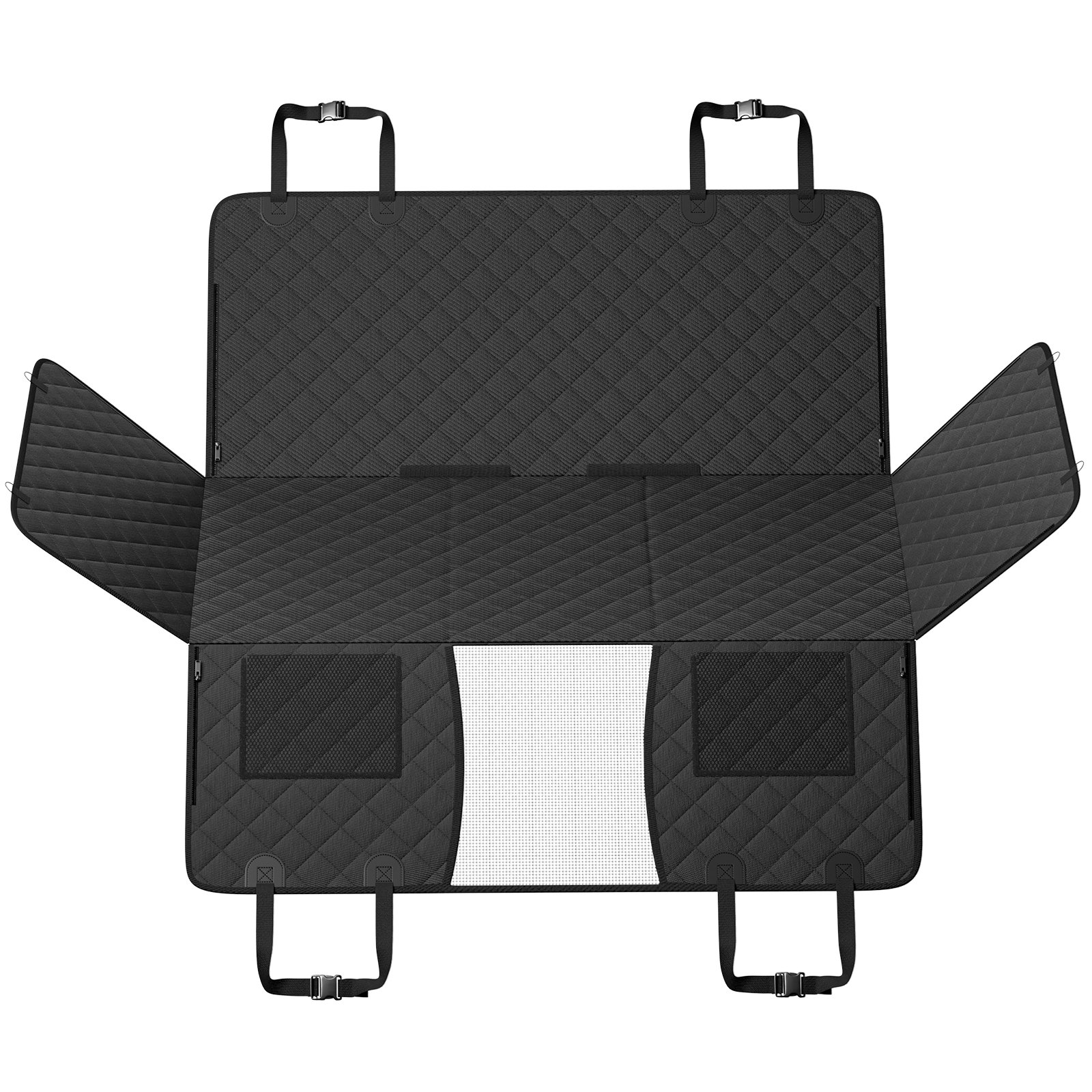 VEVOR Back Seat Extender for Dogs,Dog Hammock for Car Back seat,Dog Car Seat Cover with Hard Bottom Dog Car Seat Bed 52"x24.8" ,Supports 350lb with Mesh Window and Storage Pocket for Car, SUV