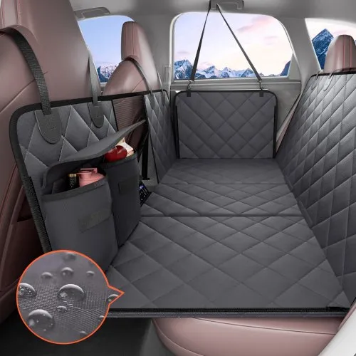 VEVOR Back Seat Extender for Dogs,Dog Hammock for Car Back seat,Waterproof Hard Bottom Dog Car Seat Cover for Back Seat 54"x24",Supports 400lbs with Mesh Window and Storage Pocket for Car, SUV