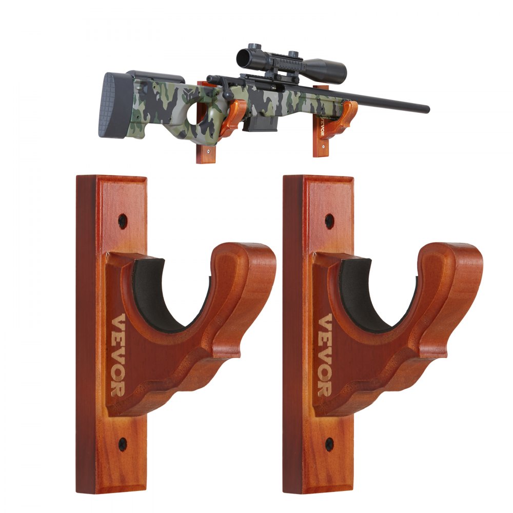 VEVOE Gun Rack Wall Mount, Horizontal Gun Rack and Shotgun Hooks, Single Gun Storage Display Rack For Wall, Gun Holder with Soft Padding holds Rifles, Shotguns up to 50 lbs