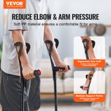 VEVOR Forearm Crutches 10-Level Height Adjustable Walking Crutches 1 Pair 350LBS