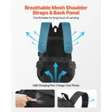 Lightweight Backpack 26 L Hiking Backpack Fits 15.6 in Laptop (Black)
