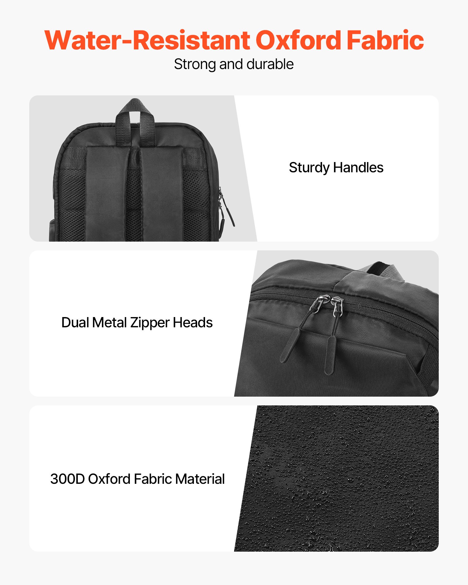 VEVOR Lightweight Backpack, 26 L Travel Hiking Backpack, Water-Resistant Backpacks with USB Charging Port and Anti-Theft Pocket, Fits 15.6 in Laptop, for Men & Women Travel Camping Riding (Black)