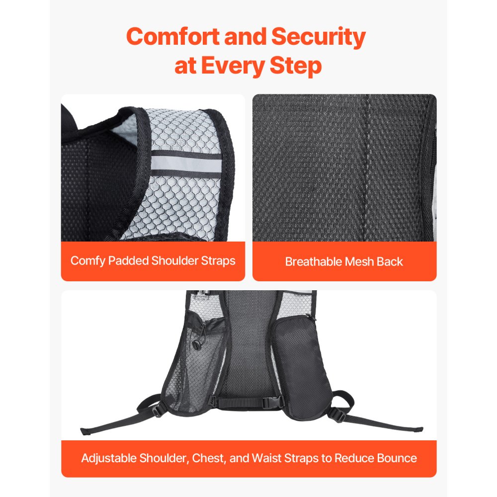 VEVOR Hydration Backpack with 2L TPU Water Bladder, Hydration Pack Backpack, Lightweight Hiking Water Backpack for Men Women, Hydro Water Daypack for Hiking, Running, Cycling, Camping & Rave