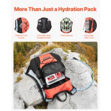 VEVOR Lightweight Hydration Pack Backpack 2L Water Bladder Biking Hiking Running