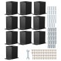 VEVOR 4x4 Post Base 10 Pcs, Inner Size 3.6x3.6 inch / 91.44x91.44 mm Post Brackets, Heavy Duty Carbon Steel Decking Posts, Wood Posts Brackets for Pavilion Deck Railing Support Deck Base Plate, Black