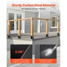 VEVOR 4x4 Post Base 10 Pcs, Inner Size 3.6x3.6 inch / 91.44x91.44 mm Post Brackets, Heavy Duty Carbon Steel Decking Posts, Wood Posts Brackets for Pavilion Deck Railing Support Deck Base Plate, Black