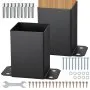 VEVOR 101.6x101.6mm Post Base 2 Pcs, Inner Size 91x91 Post Base Brackets, Heavy Duty Powder-Coated Post Anchor Matte Black Wood Post Brackets for Pavilion Deck Railing Support Deck Base Plate