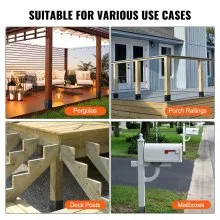 VEVOR 101.6x101.6mm Post Base 2 Pcs, Inner Size 91x91 Post Base Brackets, Heavy Duty Powder-Coated Post Anchor Matte Black Wood Post Brackets for Pavilion Deck Railing Support Deck Base Plate