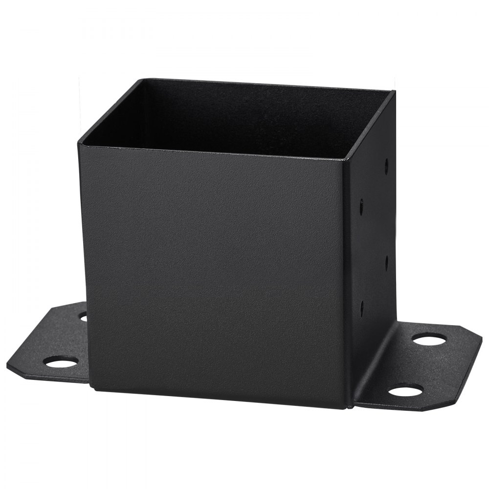 VEVOR 152.4x152.4 Post Base 4 Pcs, Inner Size 142x142 Post Base Brackets, Heavy Duty Powder-Coated Post Anchor Matte Black Wood Post Brackets for Pavilion Deck Railing Support Deck Base Plate