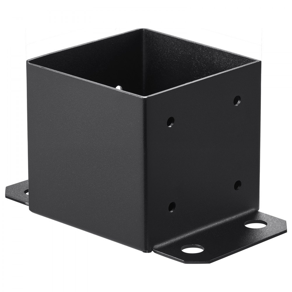 VEVOR 152.4x152.4 Post Base 4 Pcs, Inner Size 142x142 Post Base Brackets, Heavy Duty Powder-Coated Post Anchor Matte Black Wood Post Brackets for Pavilion Deck Railing Support Deck Base Plate