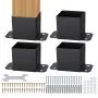 VEVOR 152.4x152.4 Post Base 4 Pcs, Inner Size 142x142 Post Base Brackets, Heavy Duty Powder-Coated Post Anchor Matte Black Wood Post Brackets for Pavilion Deck Railing Support Deck Base Plate