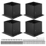VEVOR 4 Pcs 4x4 Post Base Bracket Wood Fence Post Anchor Inner Size 3.6x3.6 in