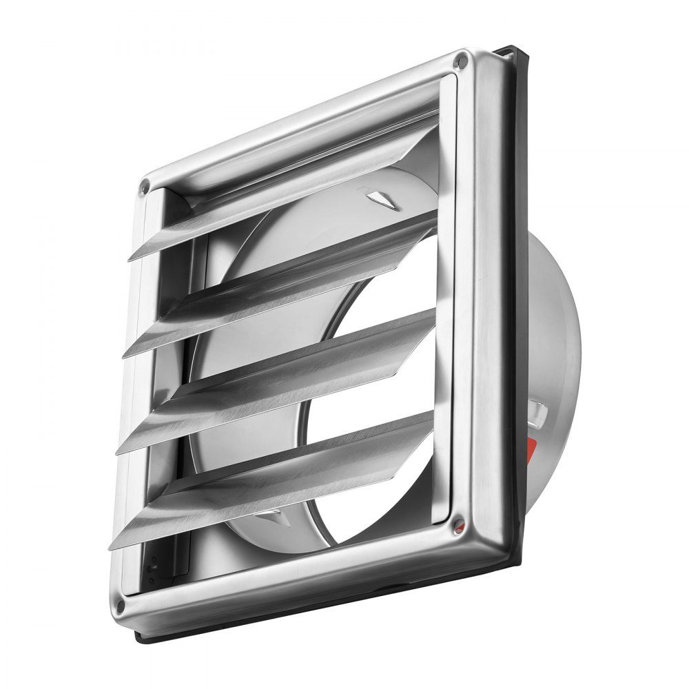 VEVOR 145mm Wall Vent Cover, Louvered Square AC Vent Gable Cover, Premium Stainless Steel & with Noise Reducing Rubber Gasket, for House,Bathroom,Garage,Kitchen,Basement (1 Pack, Silver)