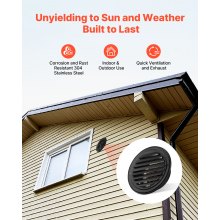 6 Inch Round Wall Vent Cover Stainless Steel AC Vent 2 Pack Black