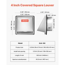 4 Inch External Extractor Wall Vent Cover Stainless Steel 1 Pack Silver