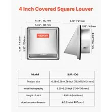 4 Inch External Extractor Wall Vent Cover Stainless Steel 1 Pack Silver