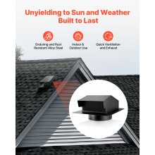 6 Inch Hooded Wall Vent Cover SPCC Steel Roof Exhaust 1 Pack Black