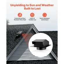 6 Inch Hooded Wall Vent Cover SPCC Steel Roof Exhaust 1 Pack Black