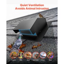 8 Inch Hooded Wall Vent Cover SPCC Steel Roof Exhaust 1 Pack Black