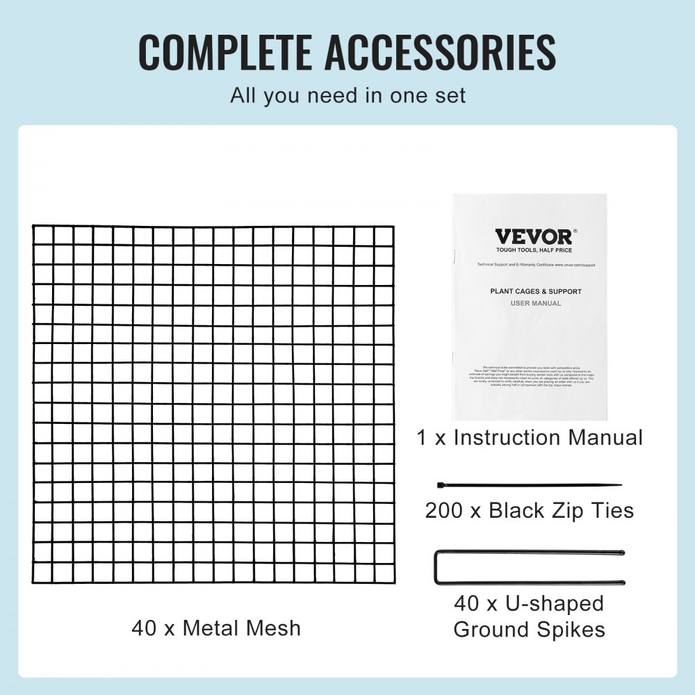VEVOR 10 Pack Plant Protector from Animals, 305 mm x 305 mm  Chicken Wire Plant Protector, Plant Cages for Outdoor Plants, Flowers & Vegetables, Keeps Bunny Chicken Squirrels Out, 40pcs Metal Mesh