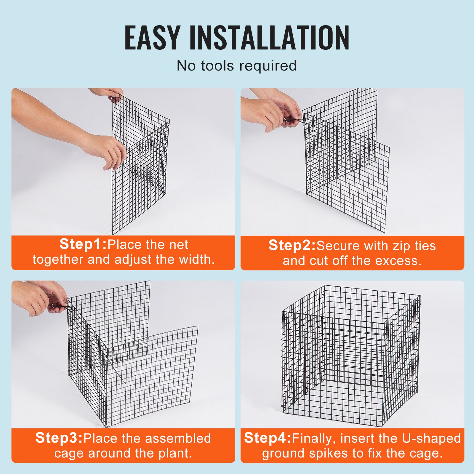 VEVOR 10 Pack Plant Protector from Animals, 305 mm x 305 mm  Chicken Wire Plant Protector, Plant Cages for Outdoor Plants, Flowers & Vegetables, Keeps Bunny Chicken Squirrels Out, 40pcs Metal Mesh