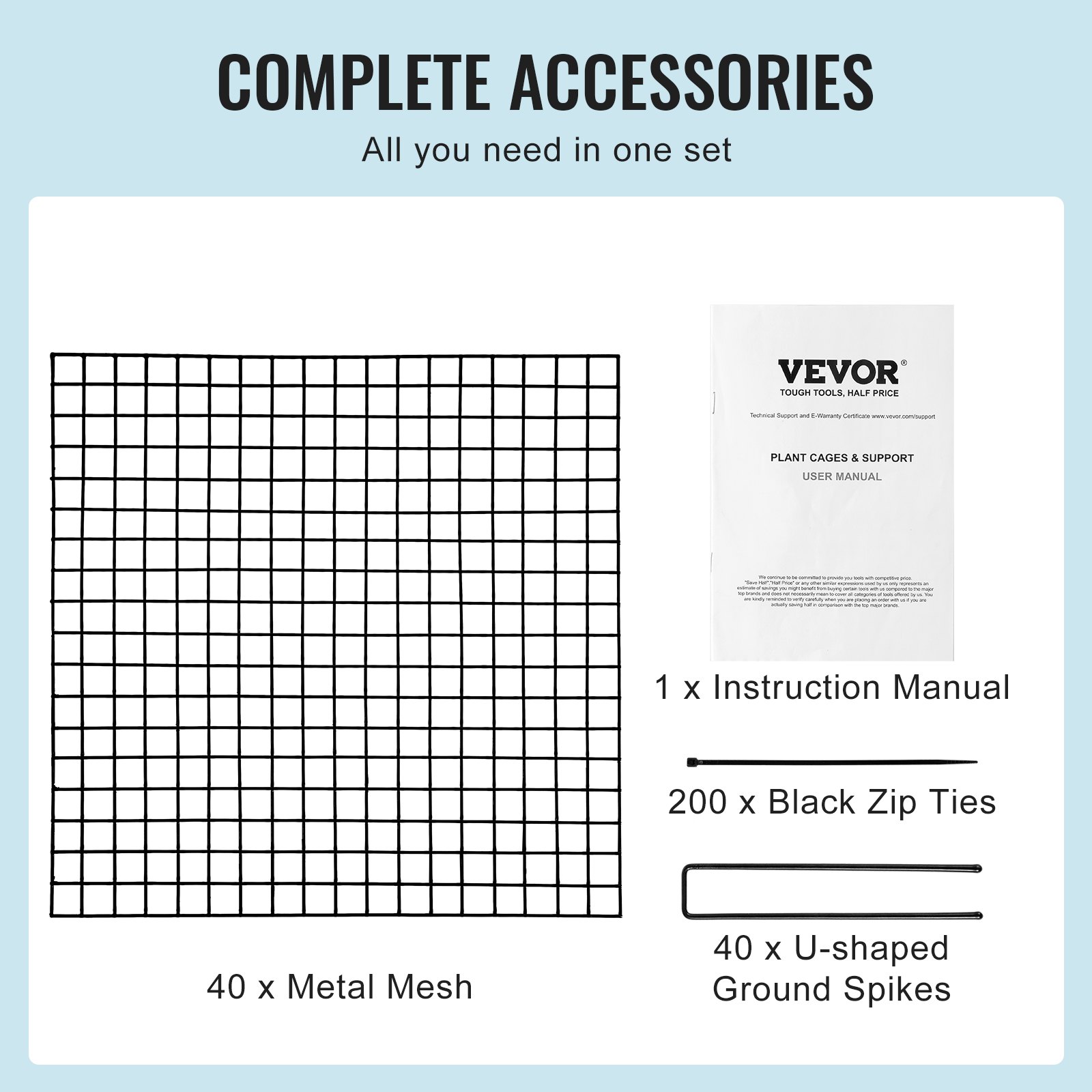 VEVOR 10 Pack Plant Protector from Animals, 305 mm x 305 mm  Chicken Wire Plant Protector, Plant Cages for Outdoor Plants, Flowers & Vegetables, Keeps Bunny Chicken Squirrels Out, 40pcs Metal Mesh