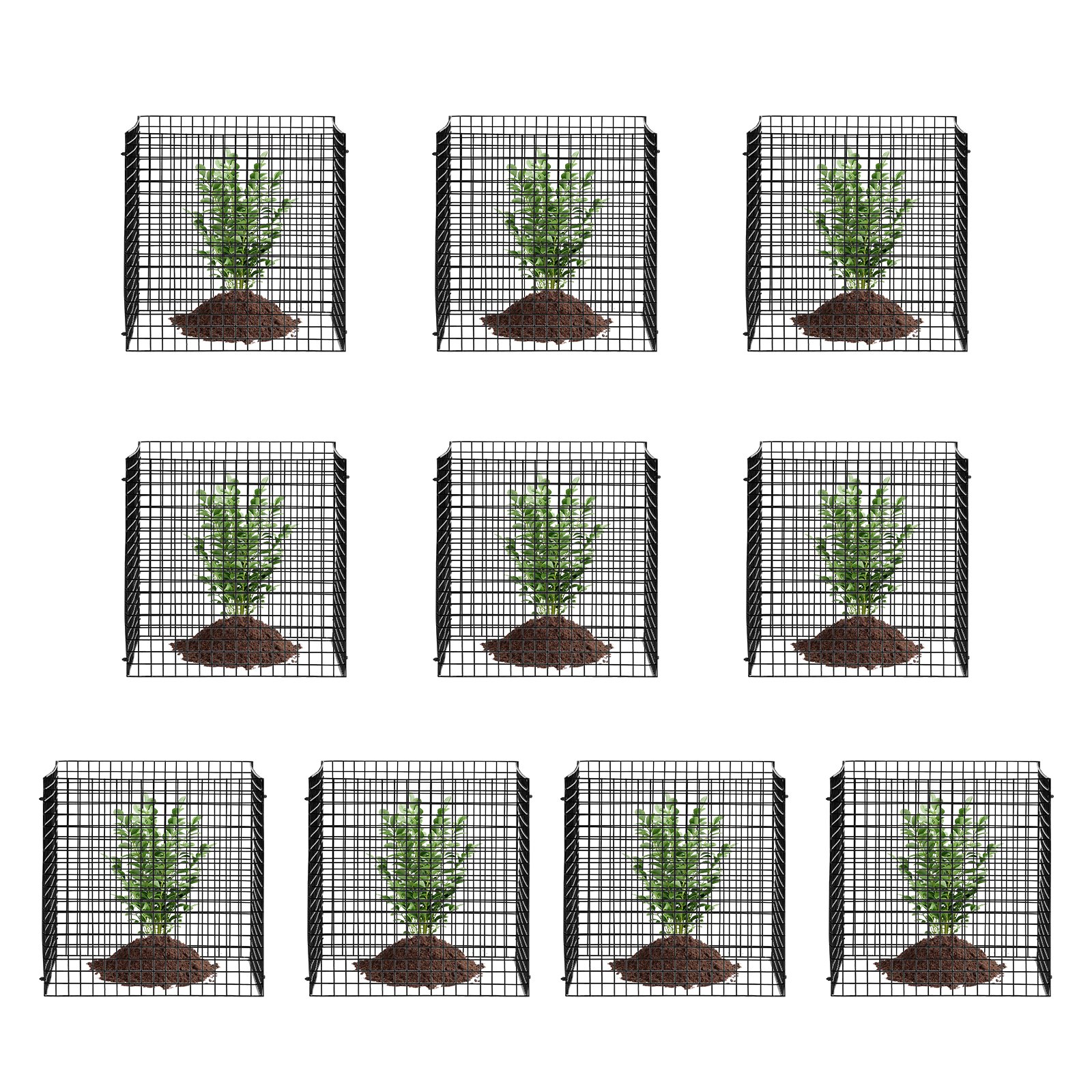 VEVOR 10 Pack Plant Protector from Animals, 305 mm x 305 mm  Chicken Wire Plant Protector, Plant Cages for Outdoor Plants, Flowers & Vegetables, Keeps Bunny Chicken Squirrels Out, 40pcs Metal Mesh