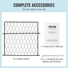 VEVOR 4 Pack Plant Protectors from Animals, 13.4'' x 13.4'' Chicken Wire Plant Protector, Plant Cages for Outdoor Plants, Flowers & Vegetables, Keeps Bunny Chicken Squirrels Out, 16pcs Metal Mesh