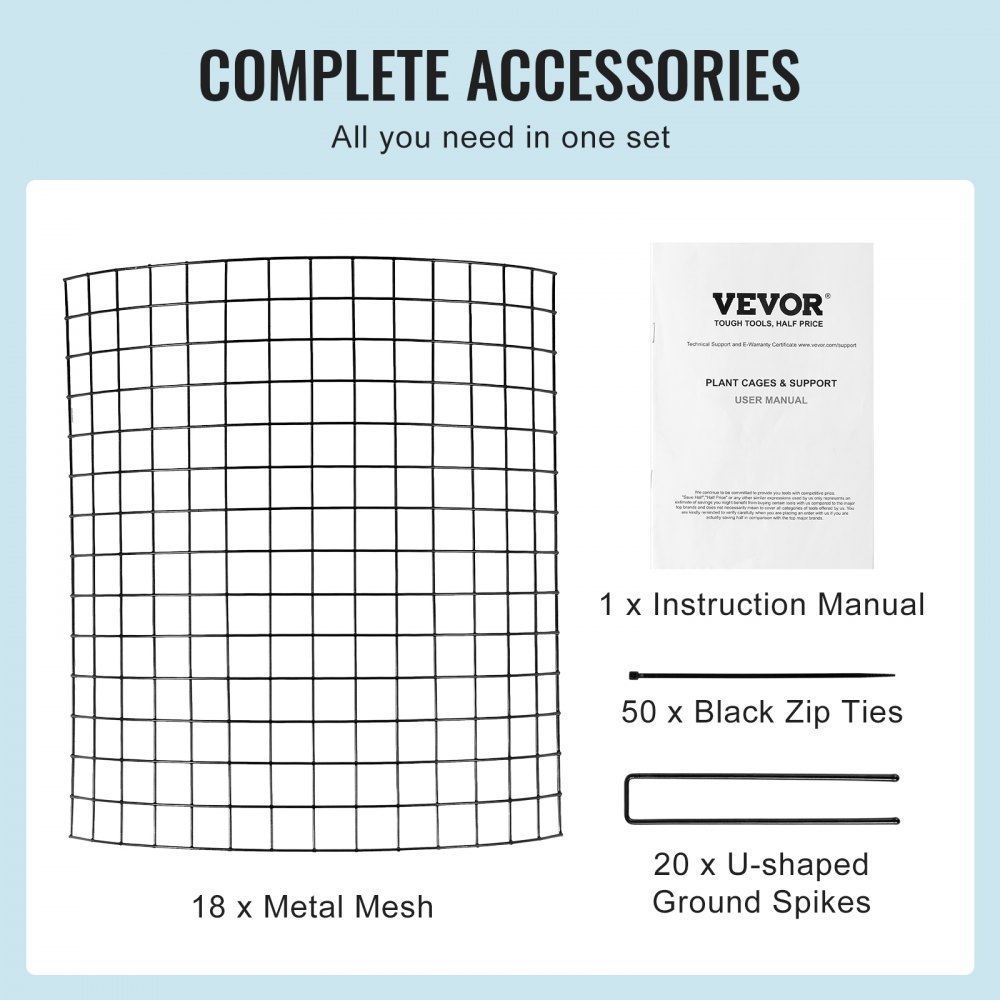 VEVOR 6 Pack Plant Protector from Animals, 320mm Dia. x 355mm H Chicken Wire Plant Protector, Plant Cages for Outdoor Plants, Flowers & Vegetables, Keeps Bunny Chicken Squirrels Out, 18pcs Metal Mesh