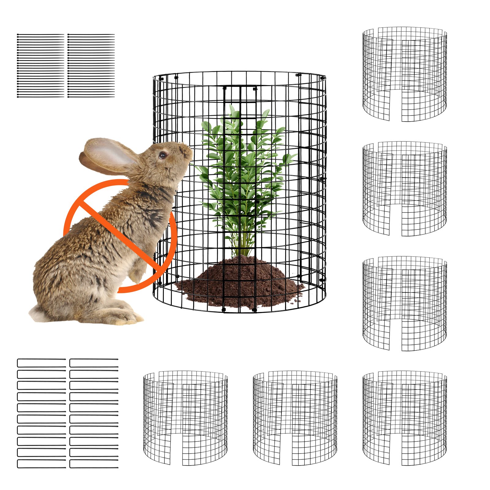 VEVOR 6 Pack Plant Protector from Animals, 12.6'' Dia. x 14'' H Chicken Wire Plant Protector, Plant Cages for Outdoor Plants, Flowers & Vegetables, Keeps Bunny Chicken Squirrels Out, 18pcs Metal Mesh
