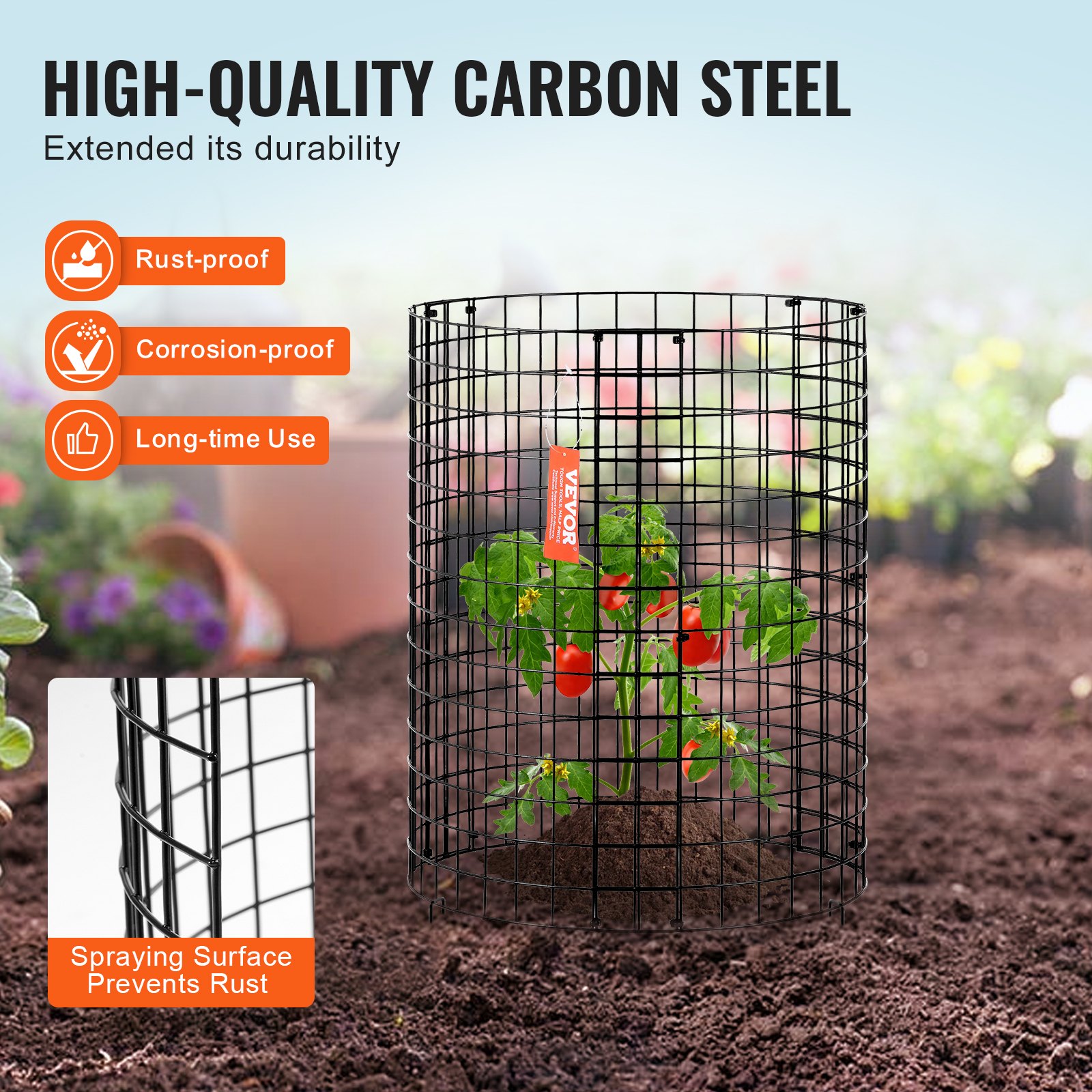 VEVOR 6 Pack Plant Protector from Animals, 320mm Dia. x 355mm H Chicken Wire Plant Protector, Plant Cages for Outdoor Plants, Flowers & Vegetables, Keeps Bunny Chicken Squirrels Out, 18pcs Metal Mesh