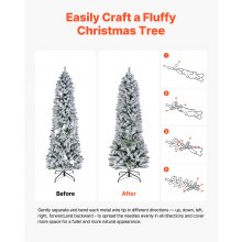 VEVOR Christmas Tree, 6ft Prelit Flocked Artificial Tree, Full Holiday Xmas Deco Trees with 240 Colorful LED Lights, 11 Lighting Modes & 635 Branch Tips for Home Party Office Decoration