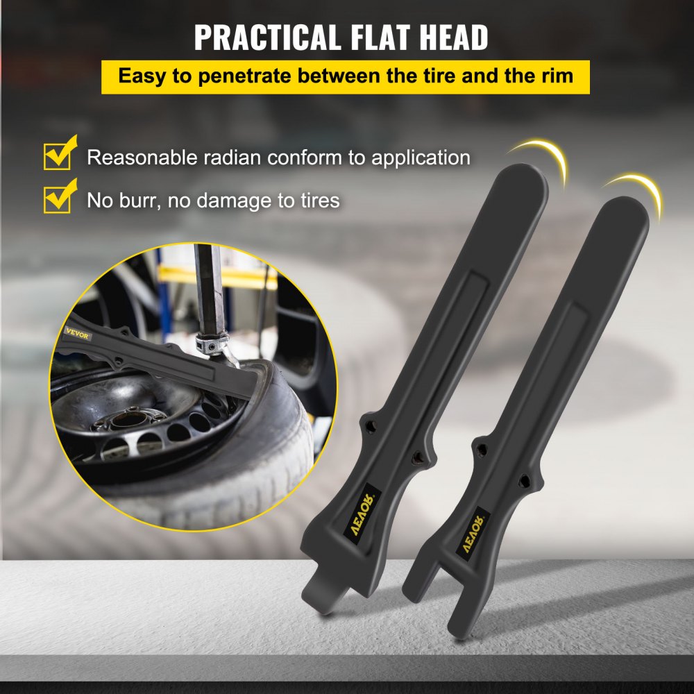 Herramienta para cambiar neumáticos VEVOR, juego de desmontadores de neumáticos de 11 pulgadas, 2 desmontadores de neumáticos de motocicleta, destalonador de acero 40CR, cucharas negras para cambiar neumáticos, cucharas antioxidantes para neumáticos de motocicleta, palancas para neumáticos biliares