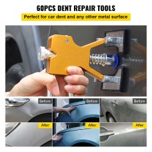 VEVOR Dent Removal Tool, 60 Pcs Paintless Dent Repair Tools, Puller and Lifter Dent Repair Kit, Glue Puller Tabs Dent Puller Kit for Auto Dent Removal, Minor Dents, Door Dings and Hail Damage