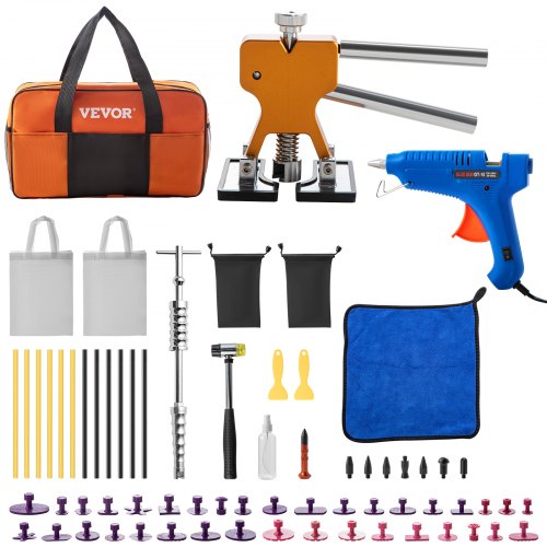 VEVOR Dent Removal Tool, 69 Pcs Paintless Dent Repair Tools, Led Baffle Board Car Dent Repair Kit, Glue Puller Tabs Dent Puller Kit for Auto Dent Removal, Minor Dents, Door Dings And Hail Damage
