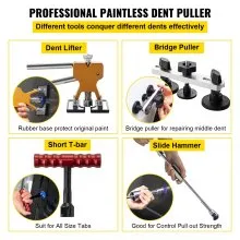 VEVOR Dent Removal Tool, 89 Pcs Paintless Dent Repair Tools, Led Baffle Board Car Dent Repair Kit, Glue Puller Tabs Dent Puller Kit for Auto Dent Removal, Minor Dents, Door Dings and Hail Damage