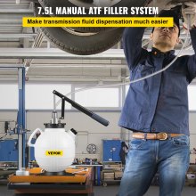 VEVOR Transmission Fluid Pump Manual ATF Refill System Dispenser, Oil and Liquid Extractors 7.5 Liter Large Capacity, Automatic Transmission Fluid Pump Tool Set with 15 Pieces ATF Filler Adapters