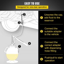 VEVOR Transmission Fluid Pump Manual ATF Refill System Dispenser, Oil and Liquid Extractors 7.5 Liter Large Capacity, Automatic Transmission Fluid Pump Tool Set with 15 Pieces ATF Filler Adapters