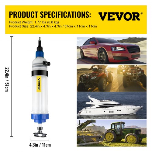 VEVOR Transmission Fluid Pump Manual ATF Refill System Dispenser, Oil and Liquid Extractors 1.5 Liter Large Capacity, Automatic Transmission Fluid Pump Tool Set with ATF Filler Adapters