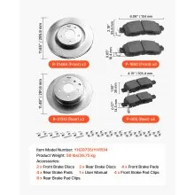 Front & Rear Brake Rotors Kit for 2013 Nissan Altima (Base, SL, SV & S Sedan)