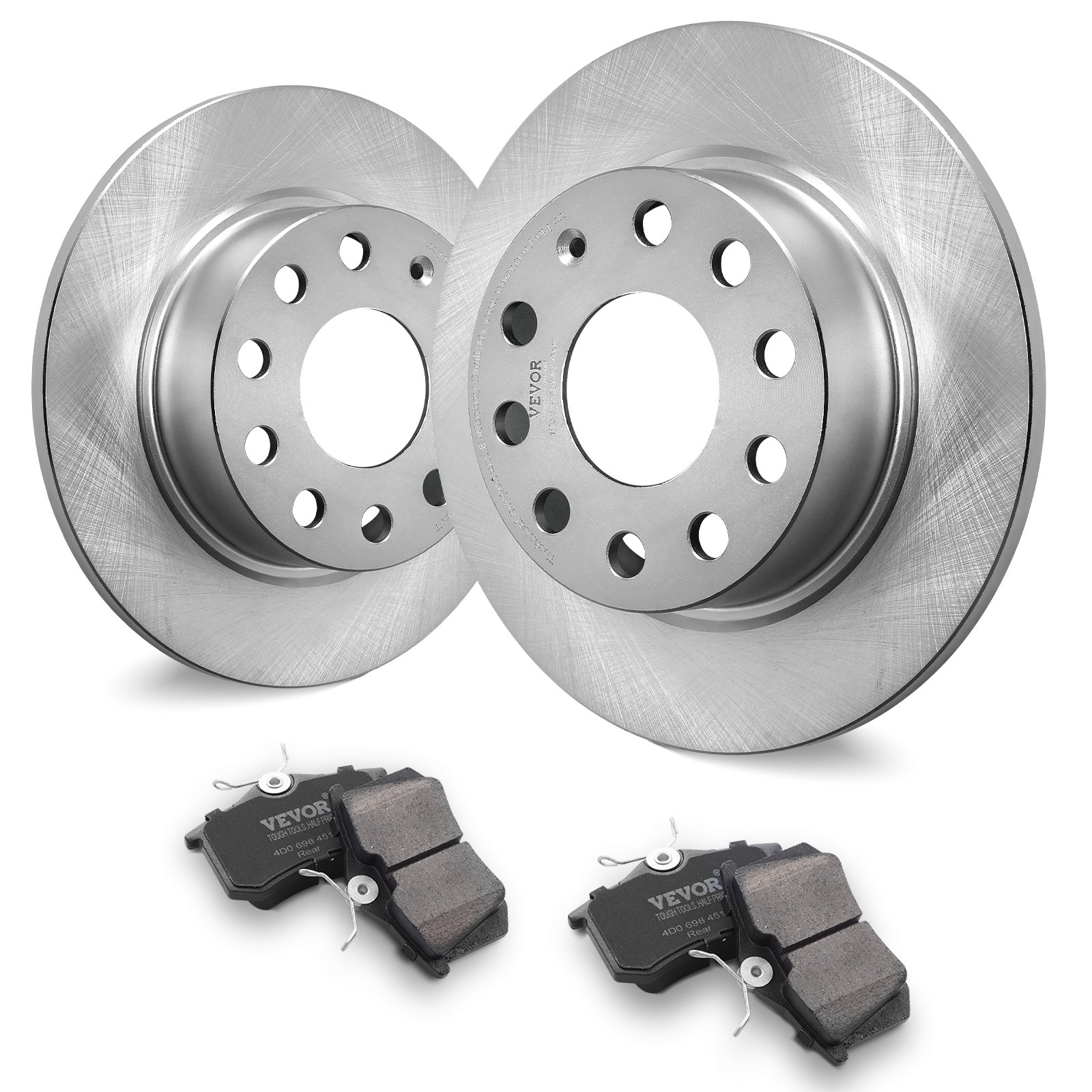 VEVOR Rear Brake Kit Compatible with Audi A3 (8P), VW Golf 5 6, Seat LEON, SKODA OCTAVIA, ALTEA, Brake Rotors Ceramic Brake Pads Replacement Kit, 253mm Rear Rotors