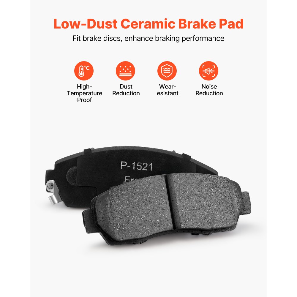 VEVOR Front & Rear Brake Kit Compatible with 2012-2016 Honda CR-V (AWD Models), Ceramic Brake Replacement Kits, 12 inch Hollow Structure Front Rotors, 12 inch Solid Structure Rear Rotors, R-31455