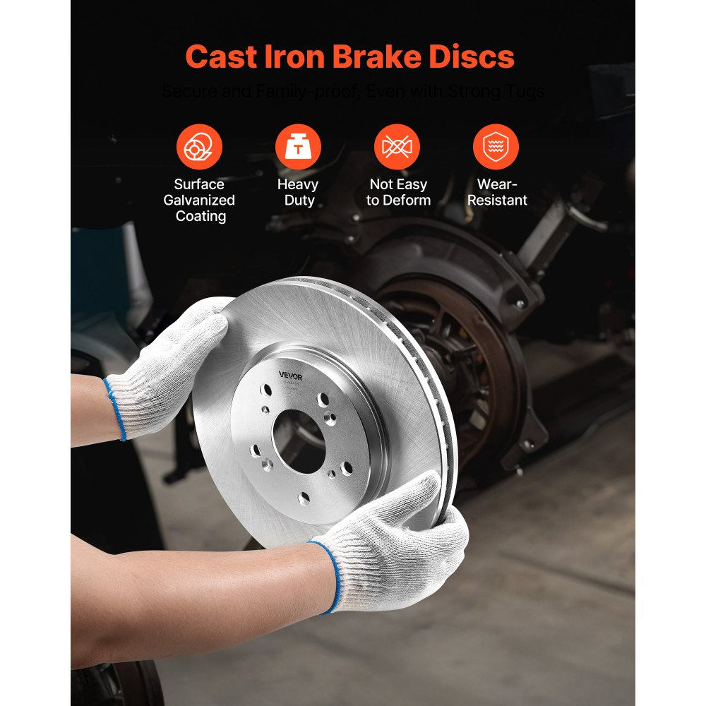 VEVOR Front & Rear Brake Kit Compatible with 2012-2016 Honda CR-V (AWD Models), Ceramic Brake Replacement Kits, 12 inch Hollow Structure Front Rotors, 12 inch Solid Structure Rear Rotors, R-31455
