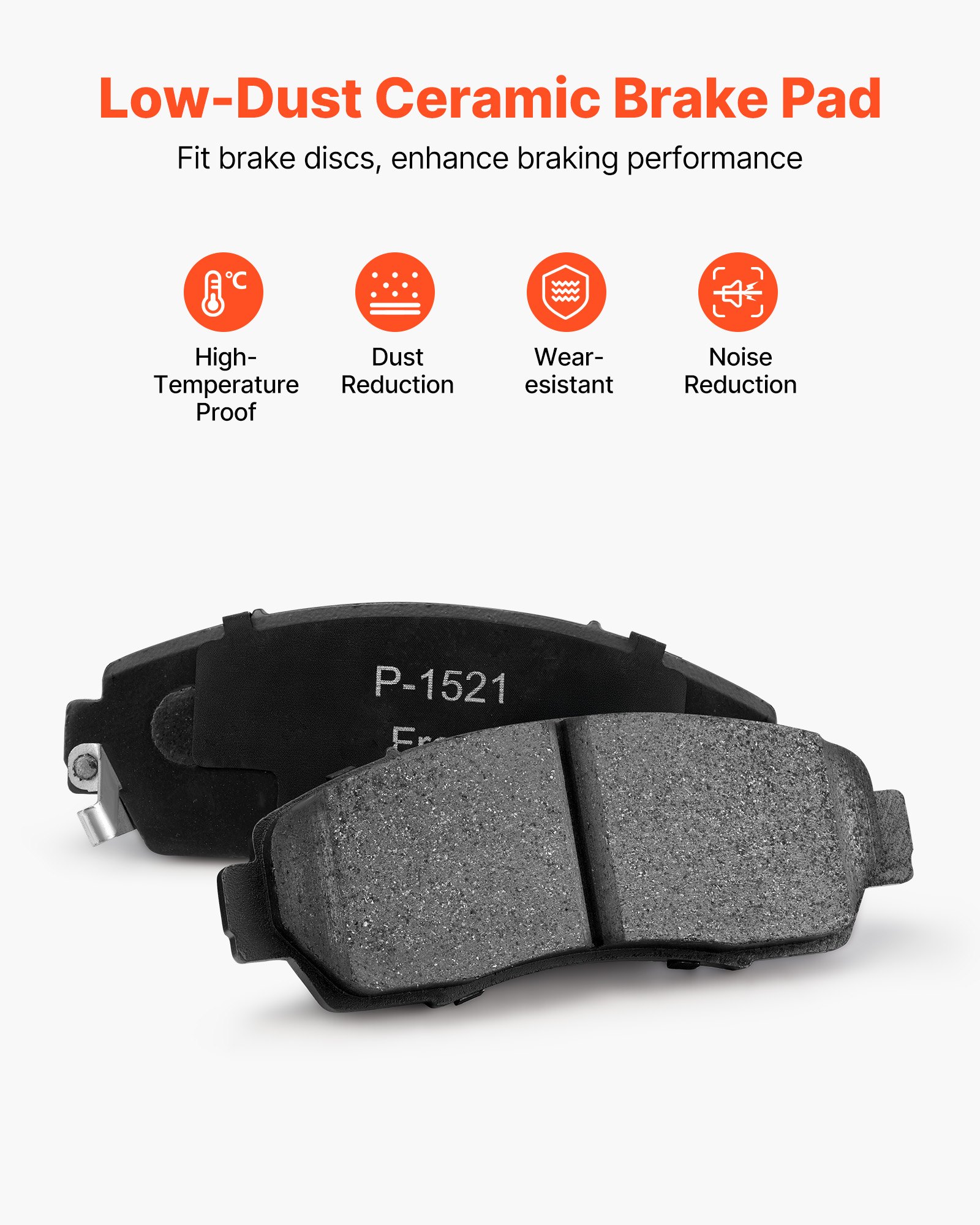 VEVOR Front & Rear Brake Kit Compatible with 2012-2016 Honda CR-V (AWD Models), Ceramic Brake Replacement Kits, 12 inch Hollow Structure Front Rotors, 12 inch Solid Structure Rear Rotors, R-31455